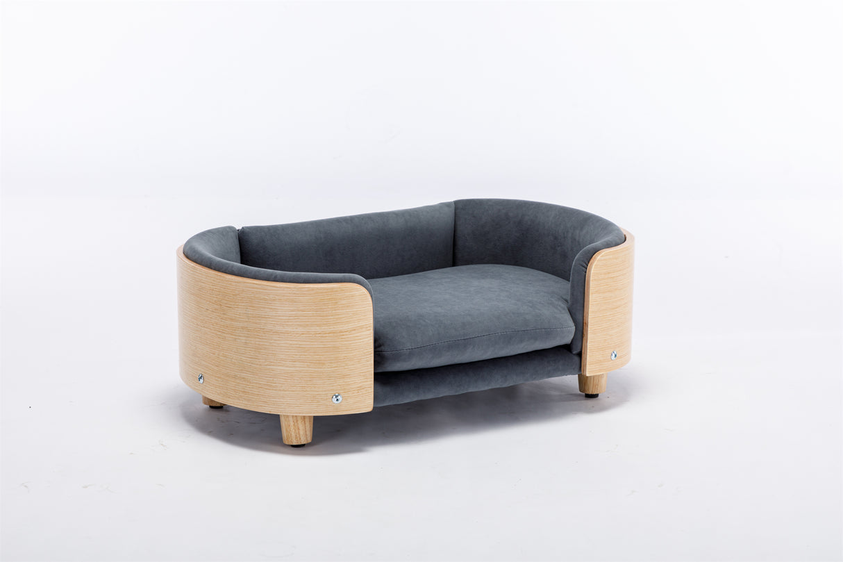 Scandinavian Style Elevated Dog Bed with Velvet Cushion