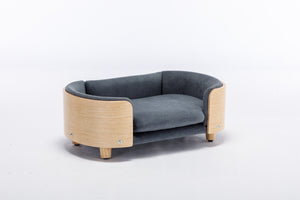 Scandinavian Style Elevated Dog Bed with Velvet Cushion