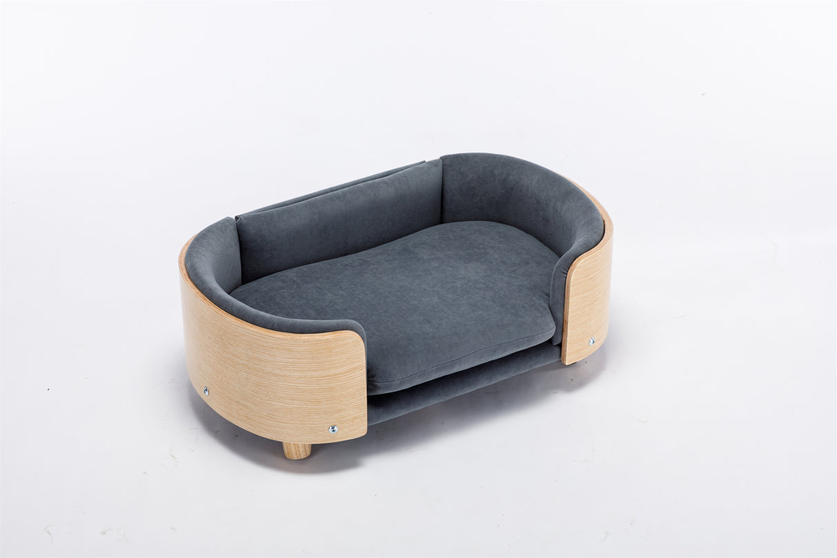 Scandinavian Style Elevated Dog Bed with Velvet Cushion