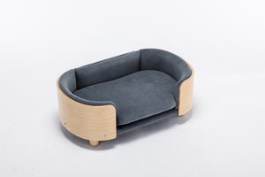 Scandinavian Style Elevated Dog Bed with Velvet Cushion