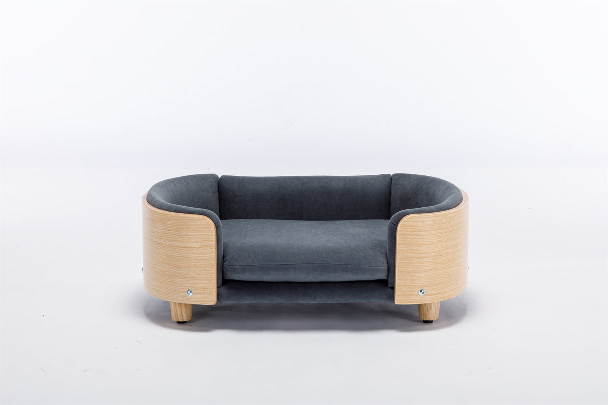 Scandinavian Style Elevated Dog Bed with Velvet Cushion