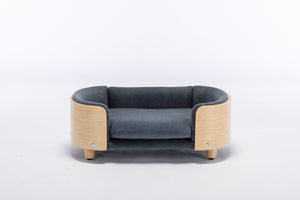 Scandinavian Style Elevated Dog Bed with Velvet Cushion