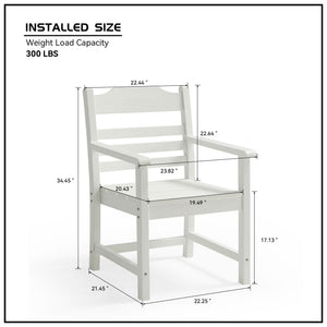 Patio Dining Chair with Armset Set of 2, Pure