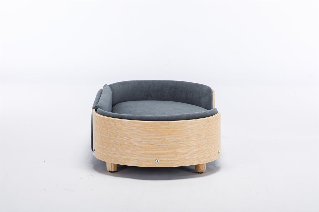 Scandinavian Style Elevated Dog Bed with Velvet Cushion