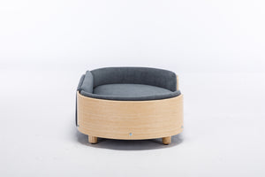 Scandinavian Style Elevated Dog Bed with Velvet Cushion