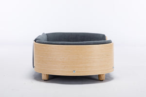 Scandinavian Style Elevated Dog Bed with Velvet Cushion