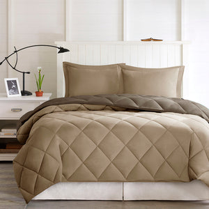 Full/Queen 3M Scotchgard Diamond Quilting Reversible Down Alternative Comforter Set
