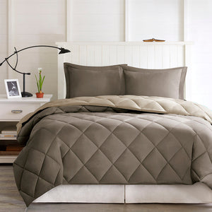 King 3M Scotchgard Diamond Quilting Reversible Down Alternative Comforter Set