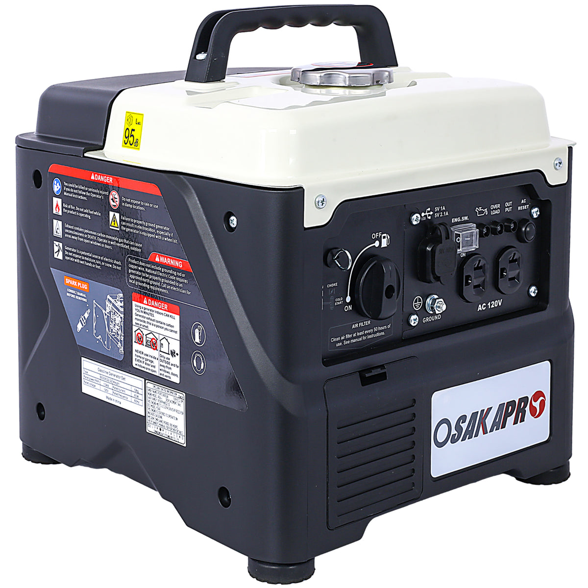 1200W Ultra-Quiet Portable Inverter Generator with Eco-Mode - Aluminum