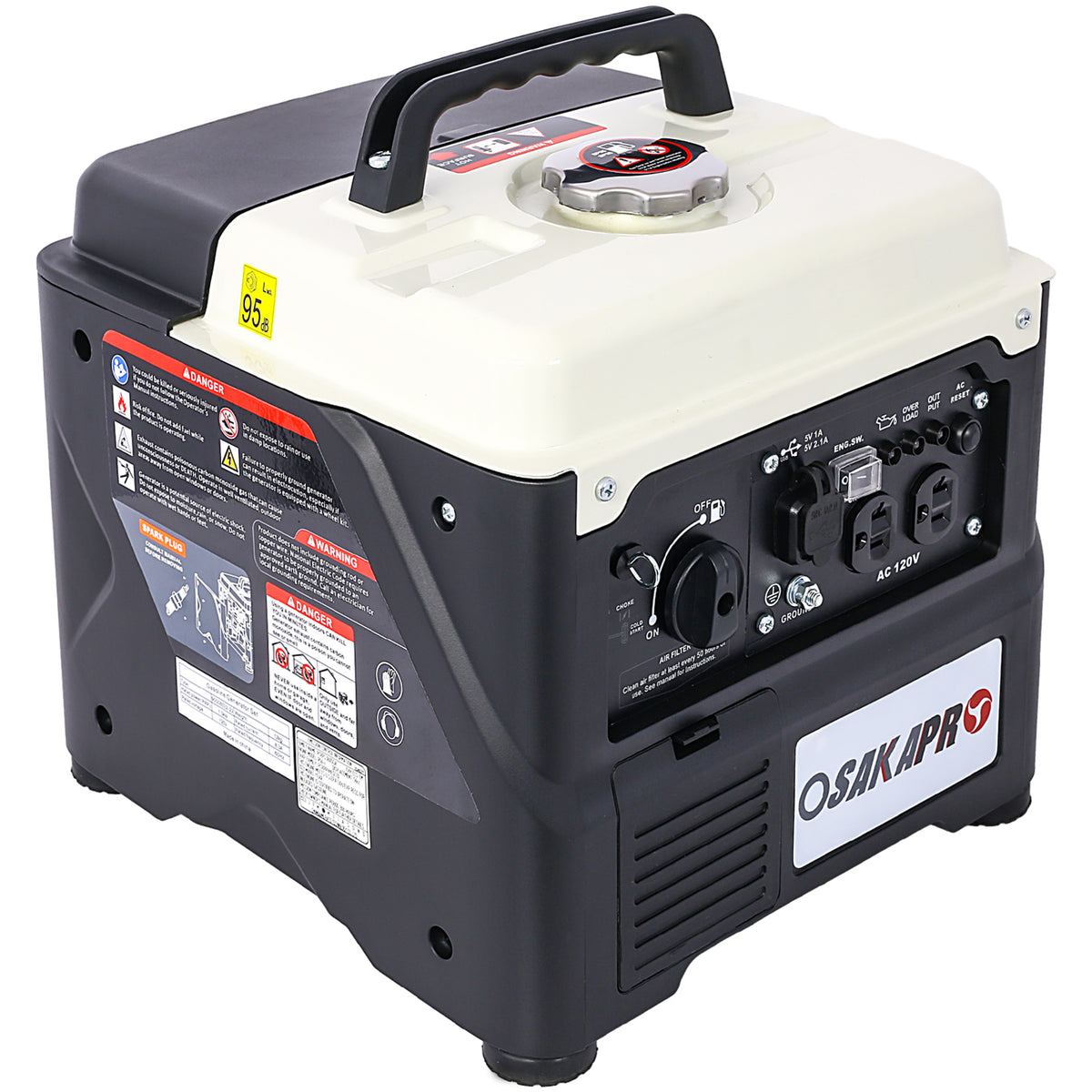 1200W Ultra-Quiet Portable Inverter Generator with Eco-Mode - Aluminum