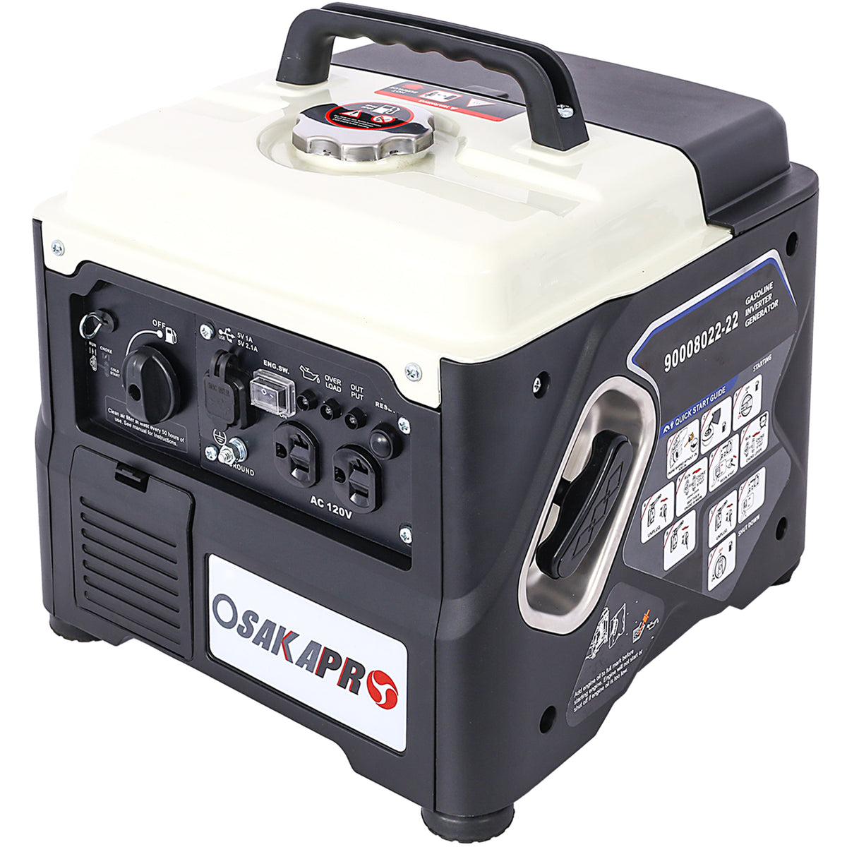 1200W Ultra-Quiet Portable Inverter Generator with Eco-Mode - Aluminum