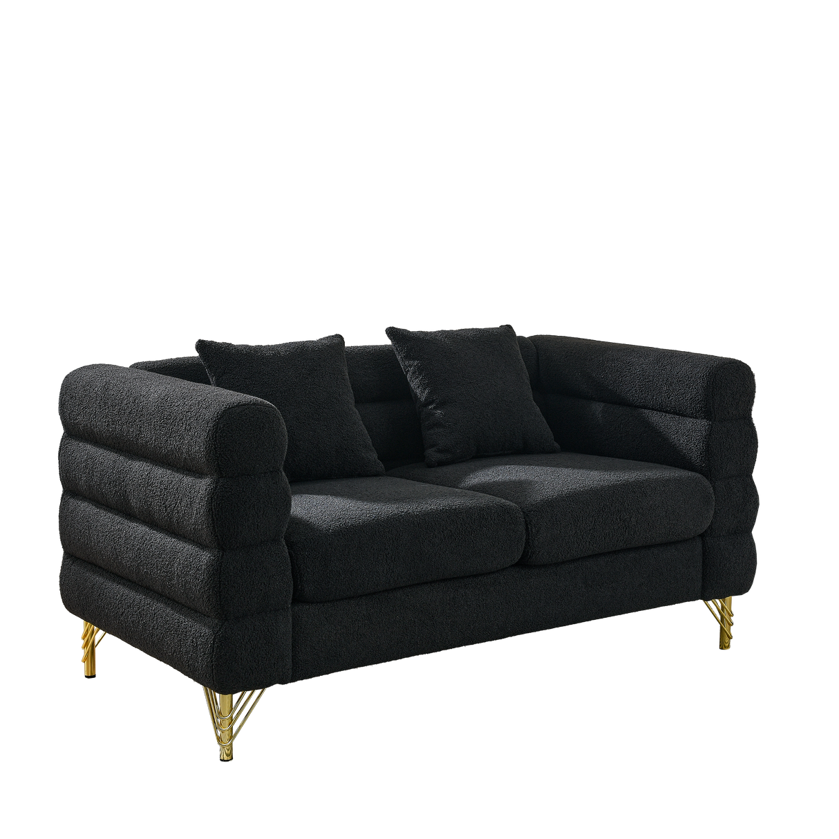 3-Seater + 3-Seater Combination Sofa - Black Teddy