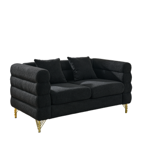 3-Seater + 3-Seater Combination Sofa - Black Teddy