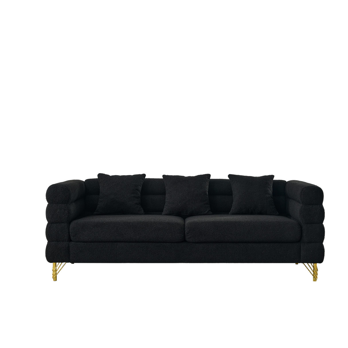 3-Seater + 3-Seater Combination Sofa - Black Teddy