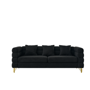 3-Seater + 3-Seater Combination Sofa - Black Teddy