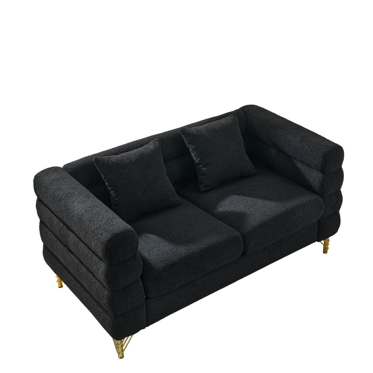 3-Seater + 3-Seater Combination Sofa - Black Teddy