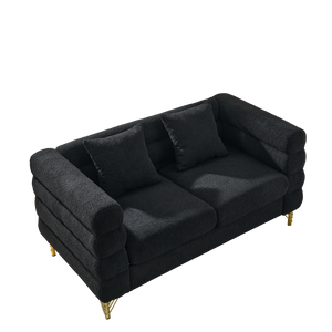 3-Seater + 3-Seater Combination Sofa - Black Teddy