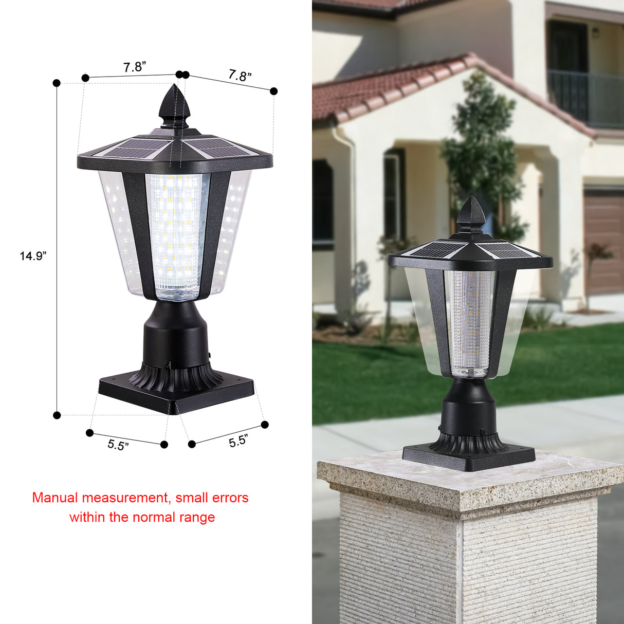 15" Solar Powered Outdoor Lantern, Modern Garden Light