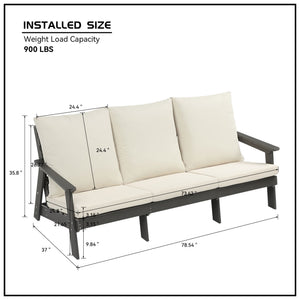 HIPS 3 Seater Outdoor Garden Sofa with Cushion