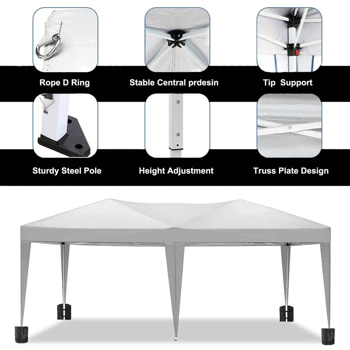 10'x20' EZ Pop Up Canopy Tent with Removable Sidewalls