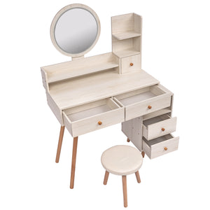CRAZY ELF Stylish Vanity Table + Cushioned Stool