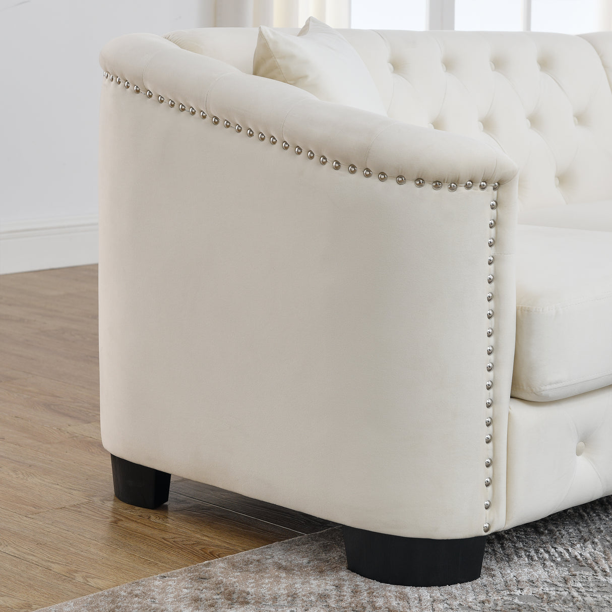 77-Inch Modern Chesterfield Velvet Sofa