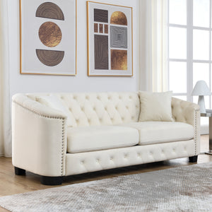 77-Inch Modern Chesterfield Velvet Sofa