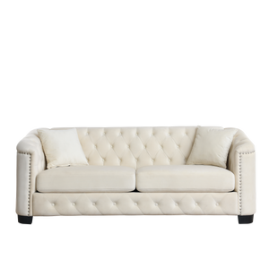 77-Inch Modern Chesterfield Velvet Sofa