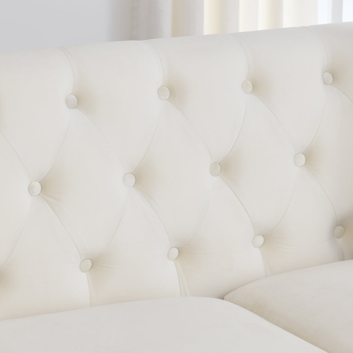 77-Inch Modern Chesterfield Velvet Sofa