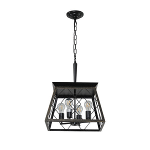 16" Black Gold Industrial Pendant Chandelier