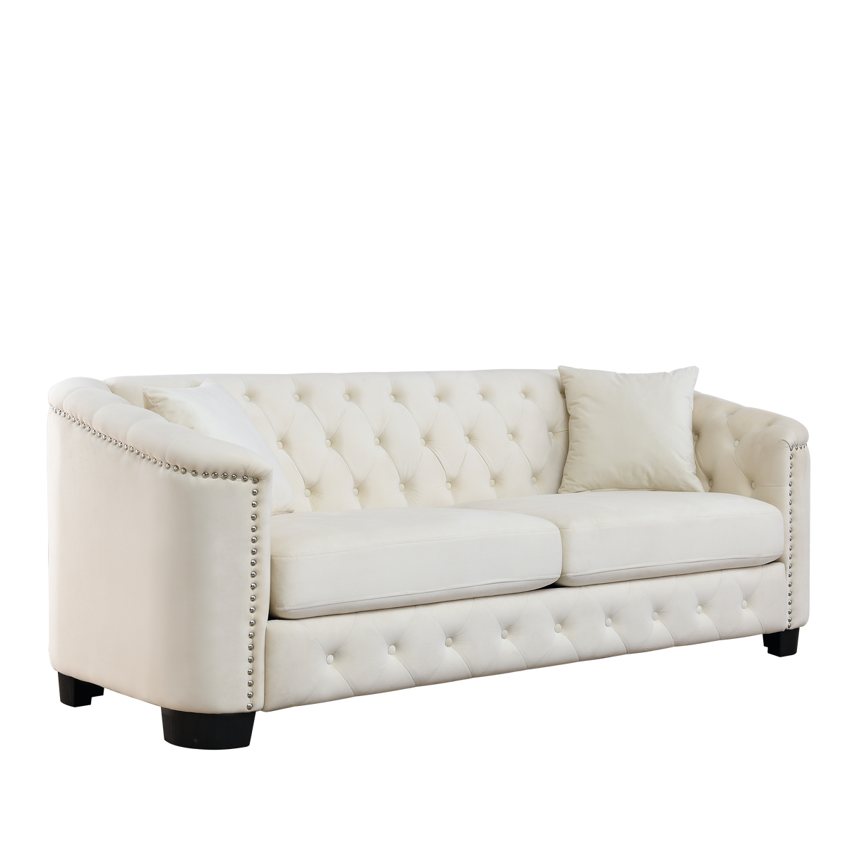 77-Inch Modern Chesterfield Velvet Sofa