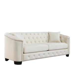77-Inch Modern Chesterfield Velvet Sofa
