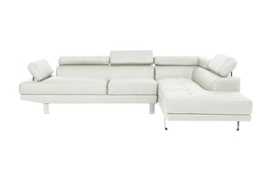White Color Sectional Living Room Furniture Faux Leather