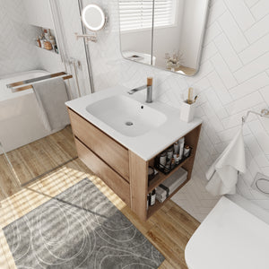 30" Wall Mount Bathroom Vanity With Gel Sink