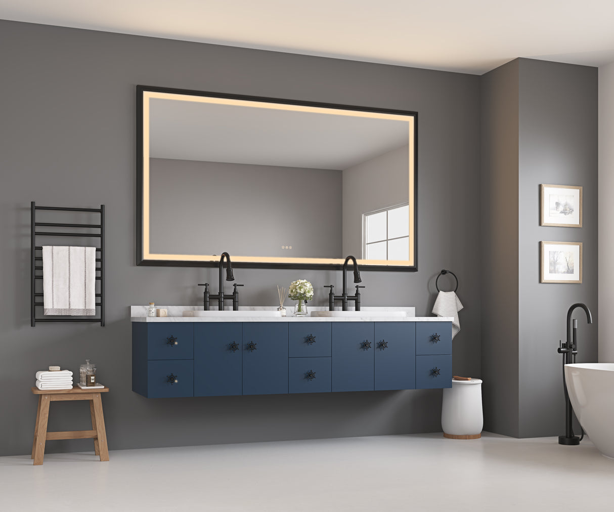 Oversized Rectangular Bathroom Mirror