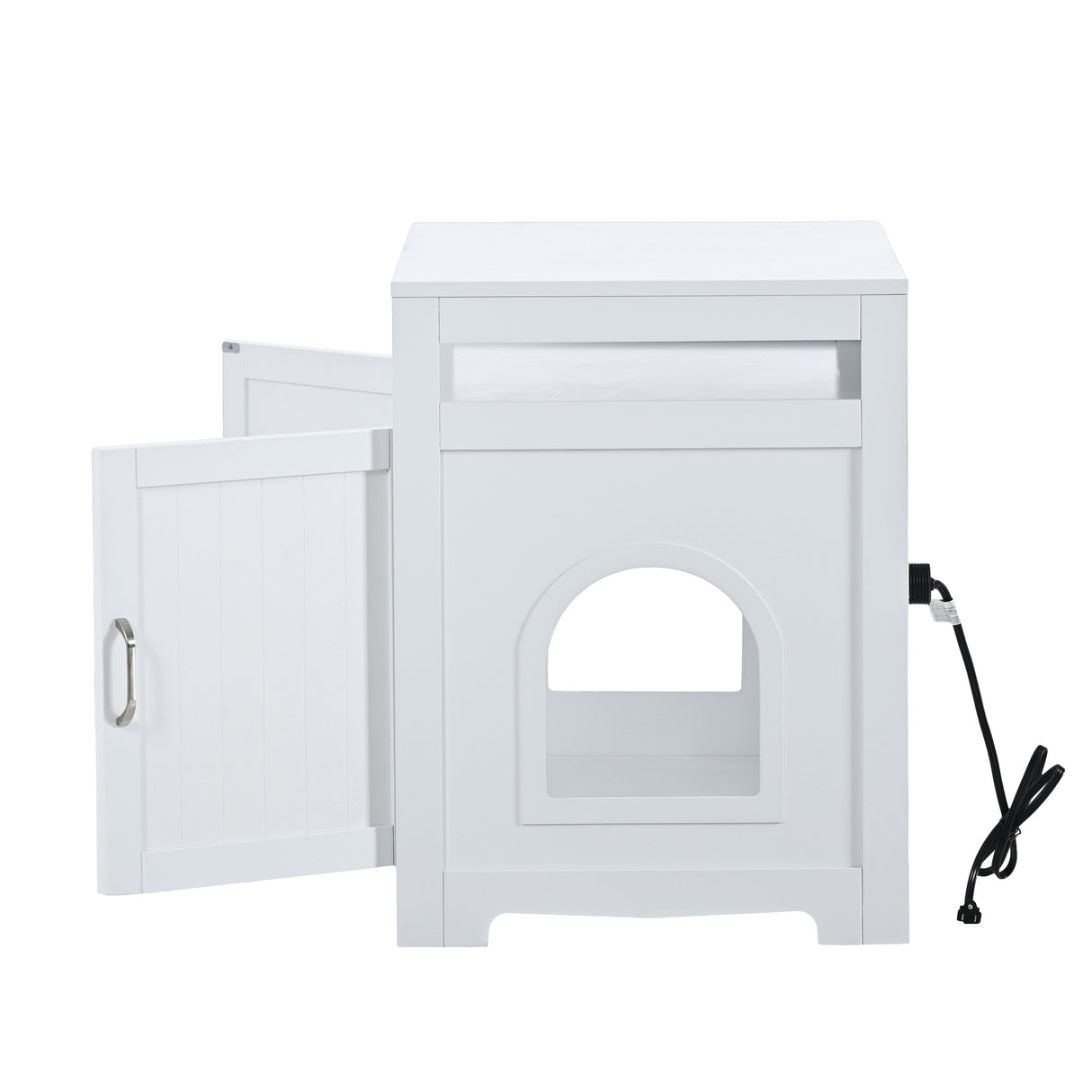 Litter Box Enclosure - Cat Litter Box Furniture with Hidden Plug