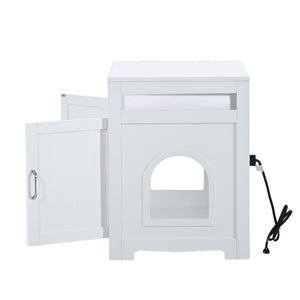 Litter Box Enclosure - Cat Litter Box Furniture with Hidden Plug