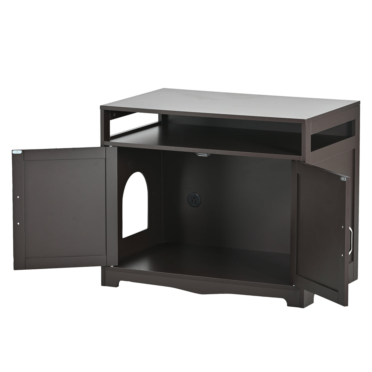 Litter Box Enclosure - Cat Litter Box Furniture with Hidden Plug