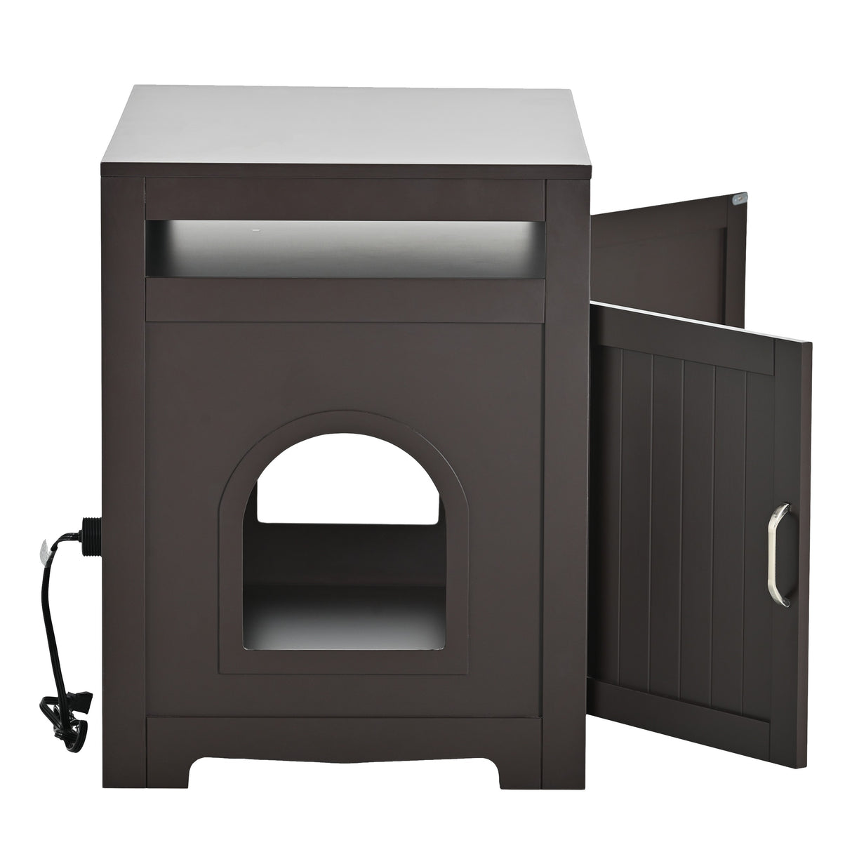 Litter Box Enclosure - Cat Litter Box Furniture with Hidden Plug