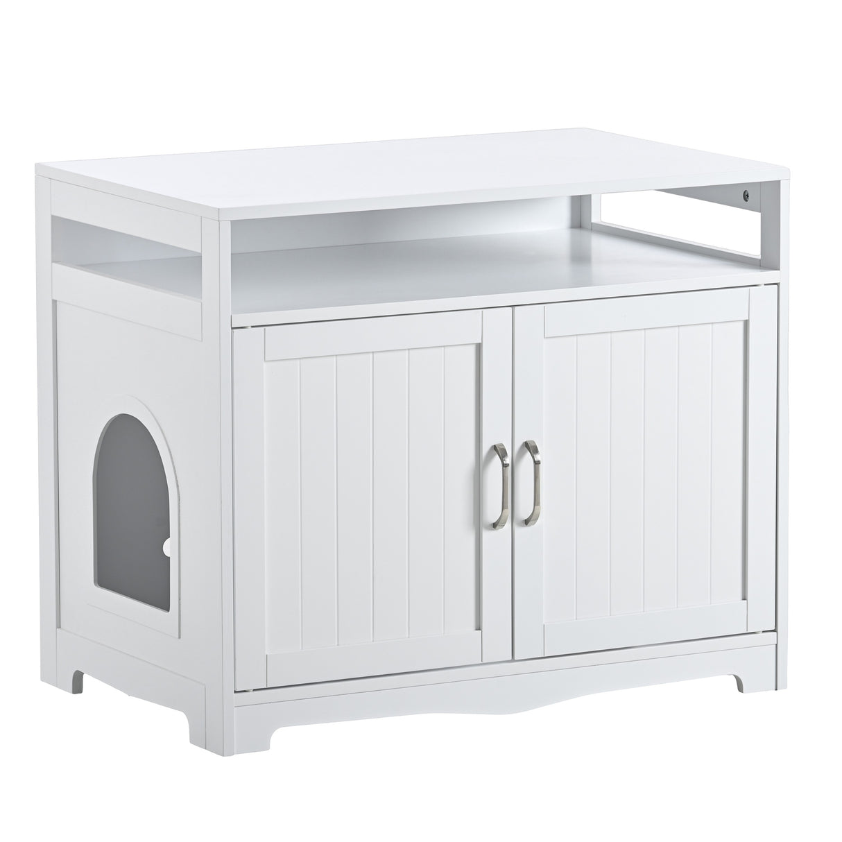 Litter Box Enclosure - Cat Litter Box Furniture with Hidden Plug