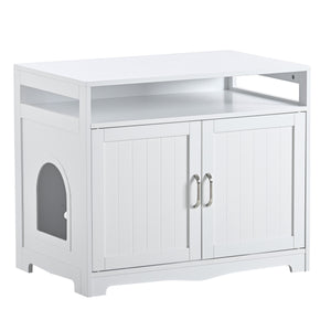 Litter Box Enclosure - Cat Litter Box Furniture with Hidden Plug