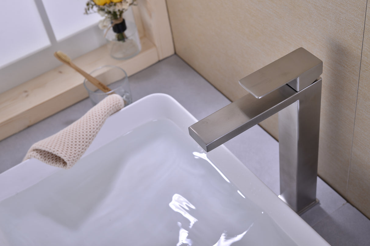 Single Handle Sink Brushed Nickel Vanity Bathroom Faucet