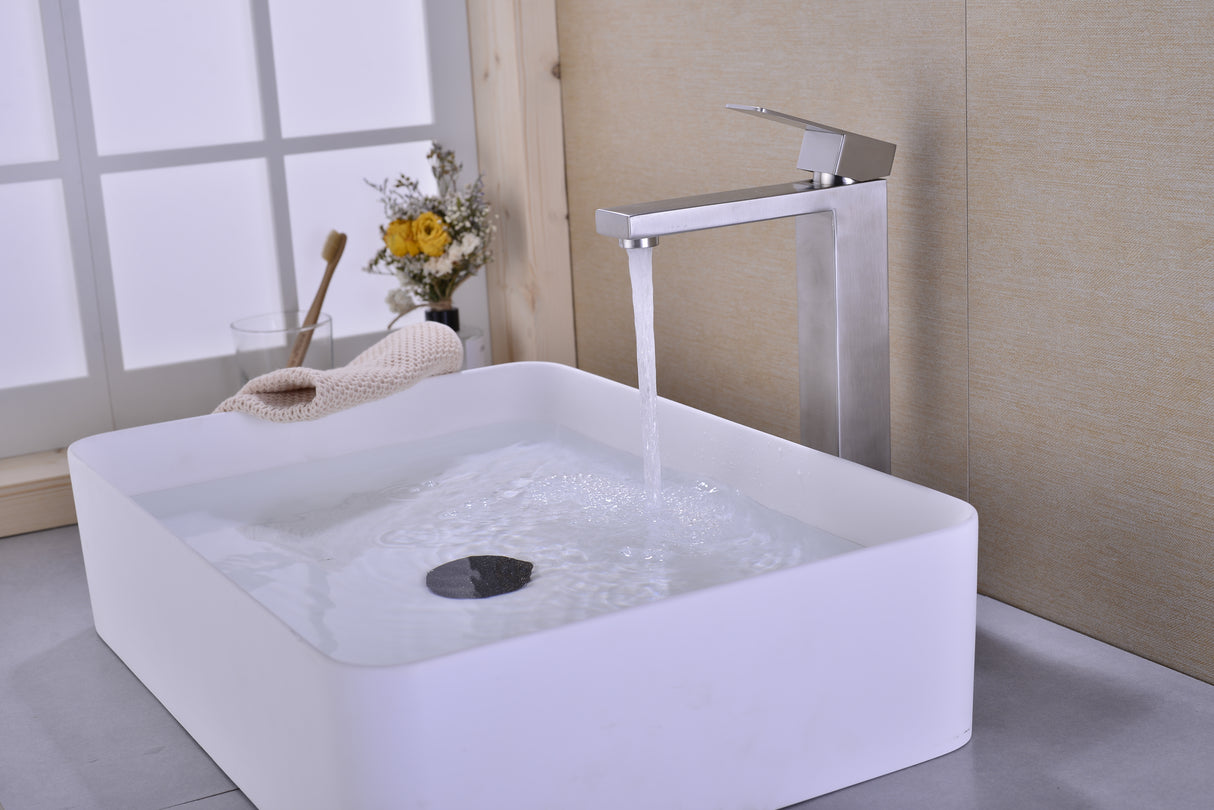 Single Handle Sink Brushed Nickel Vanity Bathroom Faucet