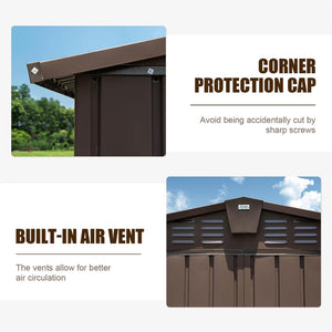 Backyard Storage Shed 11'x9' with Galvanized Steel Frame & Lockable Door