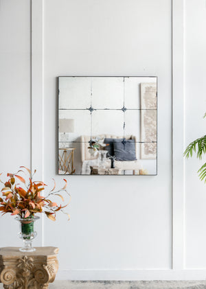 36x36" Traditional Decor Style Antique Glass Panel Mirror