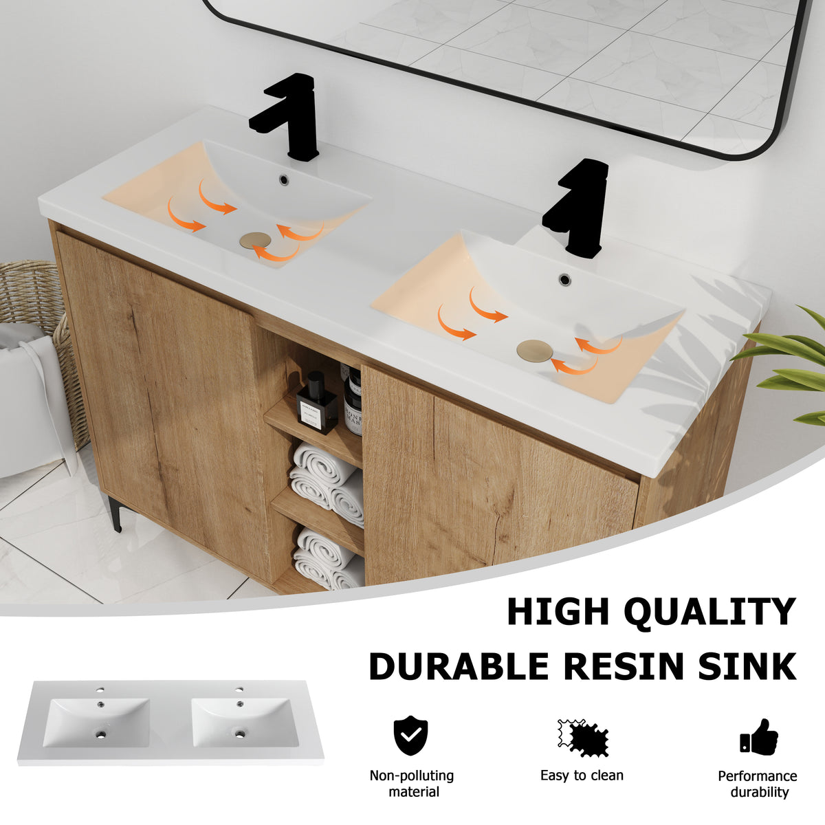 48" Freestanding Bathroom Vanity With Double Sink
