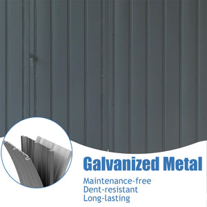 Backyard Storage Shed 11' x 12.5', Galvanized Steel Frame with Windows, Dark Gray
