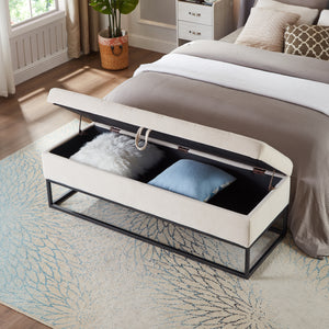 58.6" Bed Bench with Metal Base and Storage
