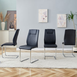 Modern Dining Chairs with Faux Leather Padded Seat - Set of 8