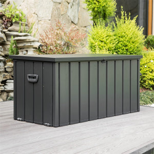 100 Gallon Outdoor Storage Deck Box - Waterproof, Lockable, Dark Gray